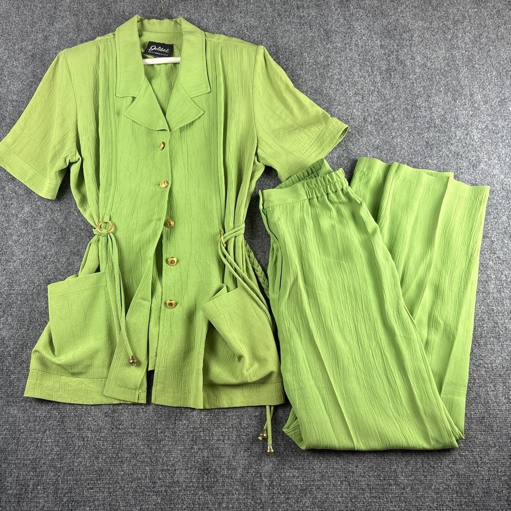 Vintage Jolibel 2 Piece Pant Set Size 12 Chartreuse Green Safari Trousers Canada